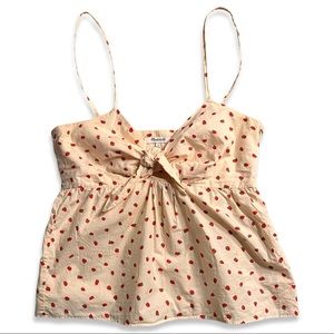 Madewell Tie-Front Keyhole Cami Top in Fresh Strawberries 2